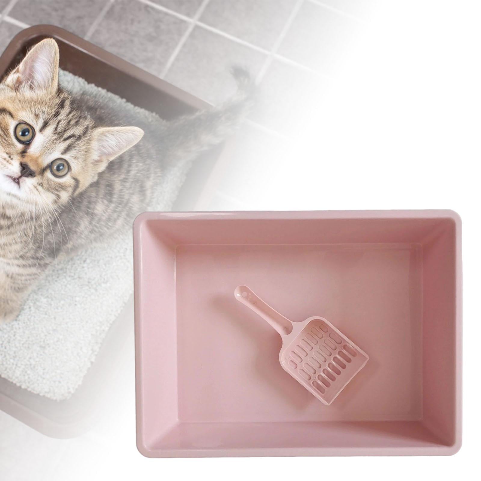 Cat litter Box Toilet Pet Litter Tray， Bedpan Nonstick Pan Container Deep Loo for Puppy， Small Animals， Kitten， Kitty， Easy to Clean Pink