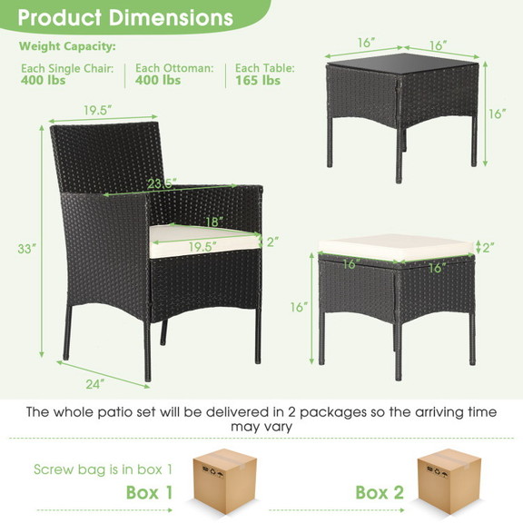 Costway 16983574 8 Pieces Patio Wicker Conversatio...