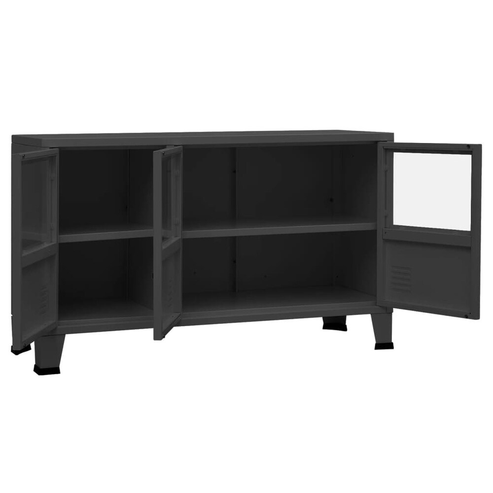 vidaXL Sideboard Industrial Storage Cabinet for Living Room Metal and Glass   41.3\