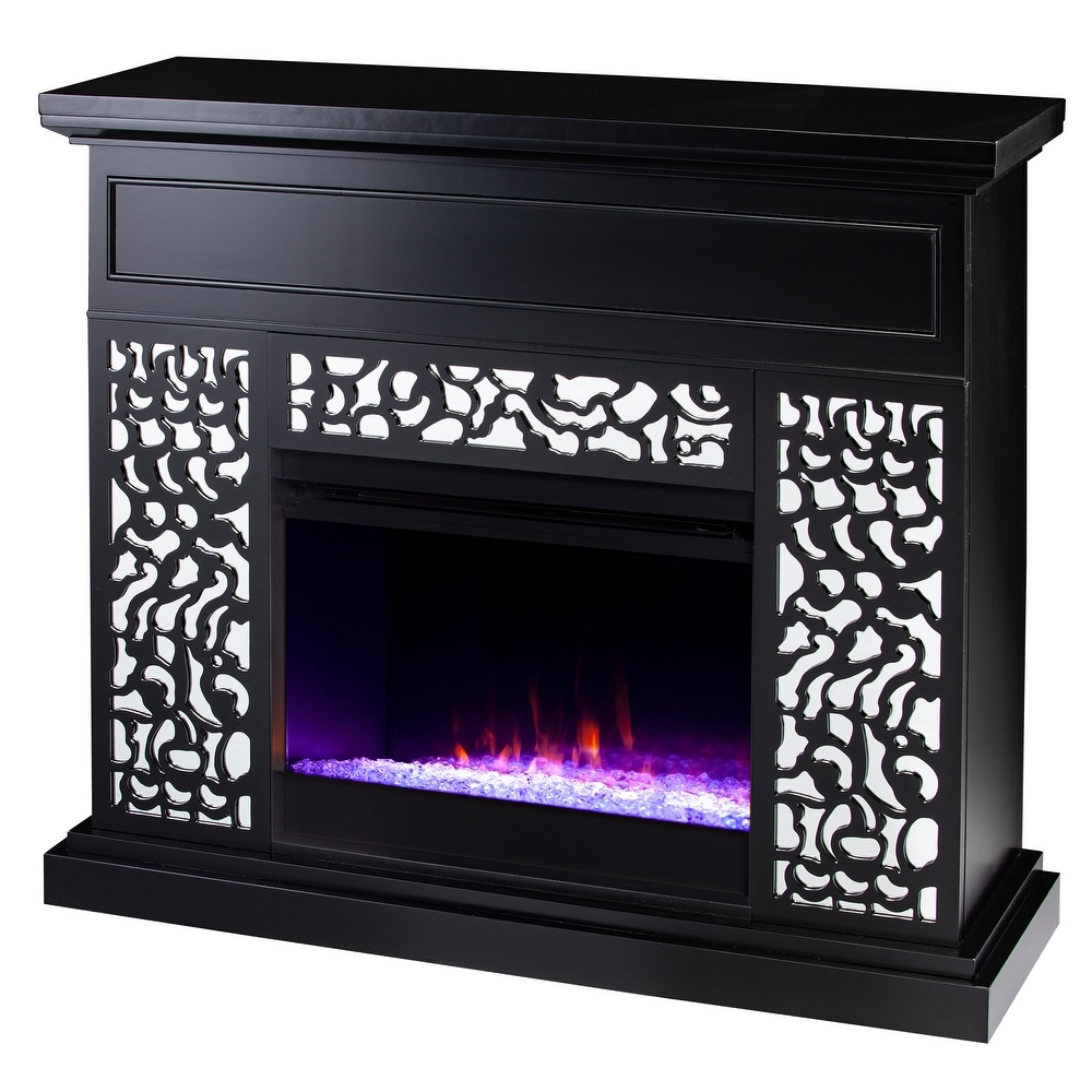 SEI Furniture Westmont Contemporary White Wood Color Changing Fireplace