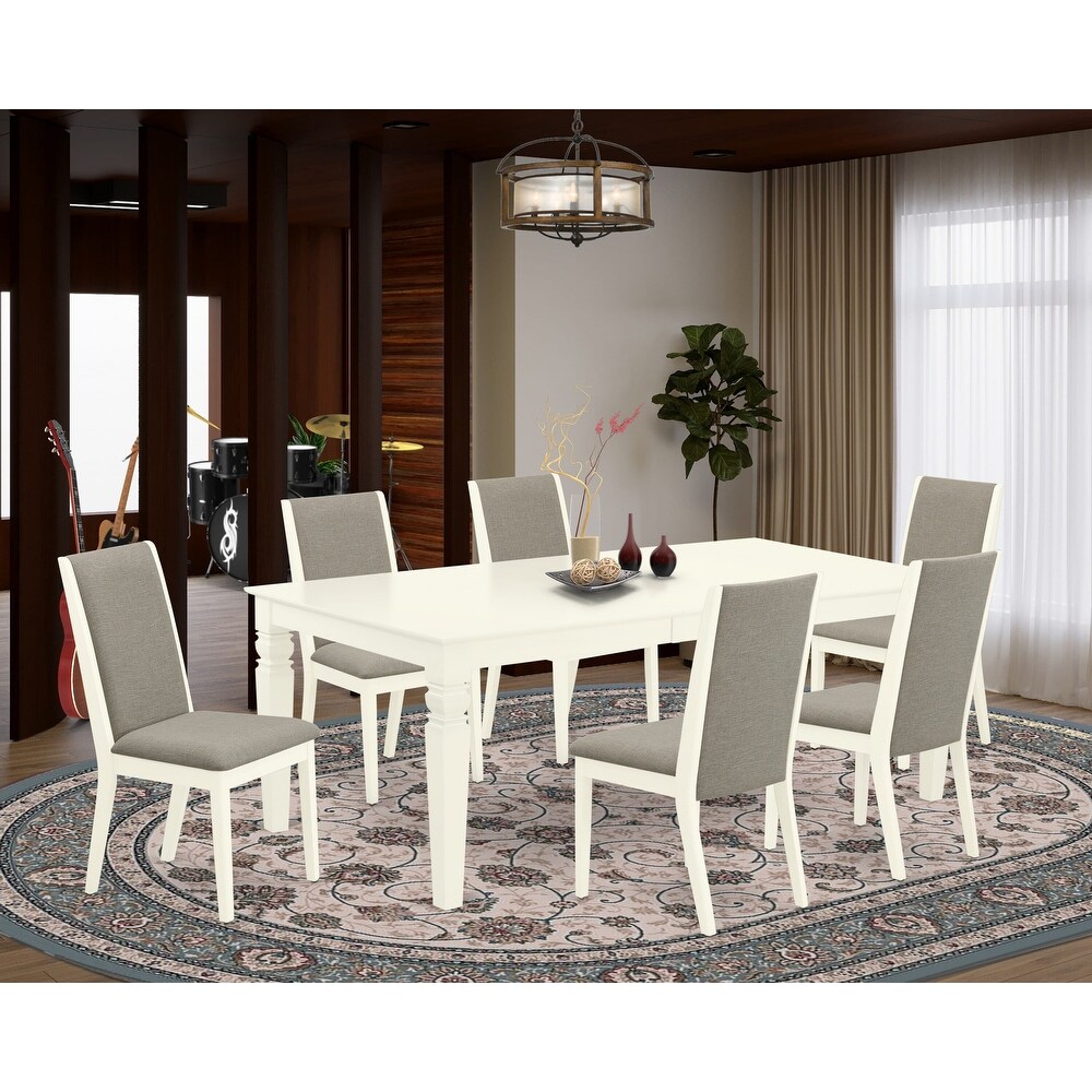 East West Furniture 7 Piece Dinette Set  a Rectangle Dining Table and 6 Parson Dining Chairs  (Finish Options)