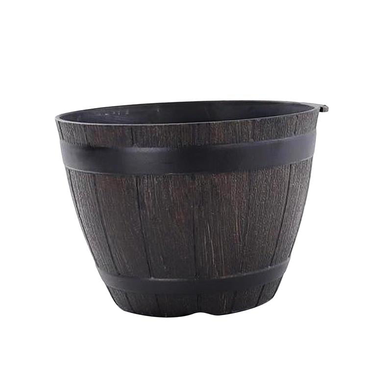 Rustic Resin Whiskey Barrels Bucket Flower Planter Plant Pots Boxes Container Pail Patio Garden Backyard Planter Outdoor Indoor