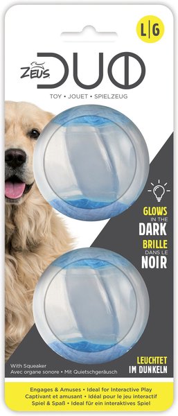 Zeus Duo Ball w/Squeaker and Glow Dog Toy