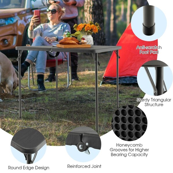 Folding Camping Table with AllWeather HDPE Tabletop and Rustproof Steel Frame