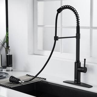 FORIOUS High Arc Kitchen Faucet with Pull Down Sprayer Commercial Spring Kitchen Sink Faucet for Black in Kitchen HH0028CB