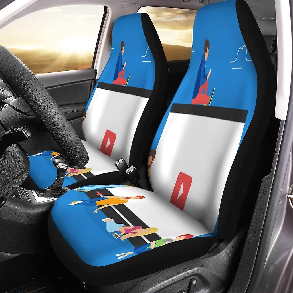 Set Of 2 Car Seat Covers Color Children's Clothing Universal Auto Front Seats Protector Fits For Car，suv Sedan，truck