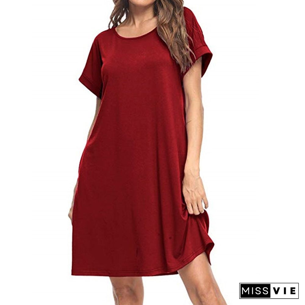 Women's Solid Color T-shirt Dress