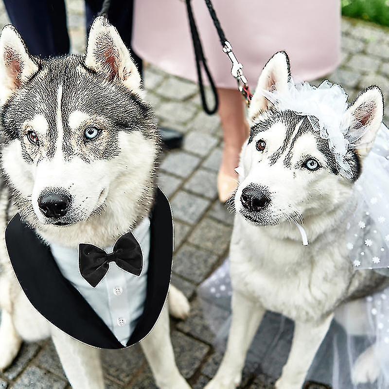 Formal Dog Tuxedo Bandana Dog Wedding Bandana Collar Dog Collar With Bow Tie Adjustable Dog Bowtie Collar Bandana