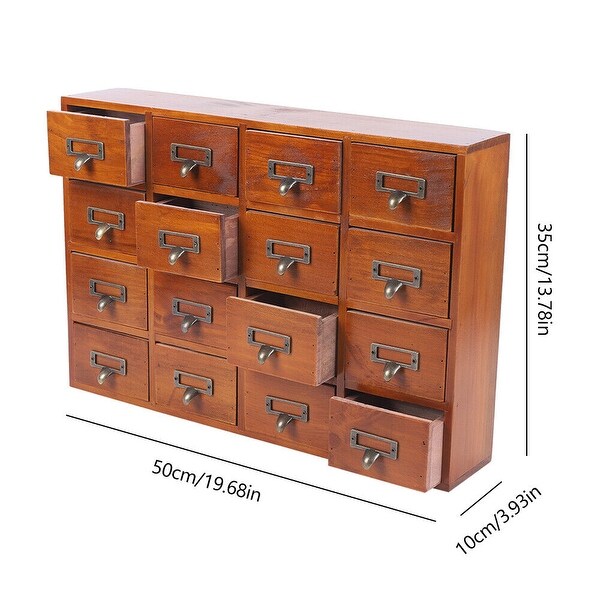 Traditional 16 Drawers Wood Apothecary Chest Storage Cabinet - - 37065713