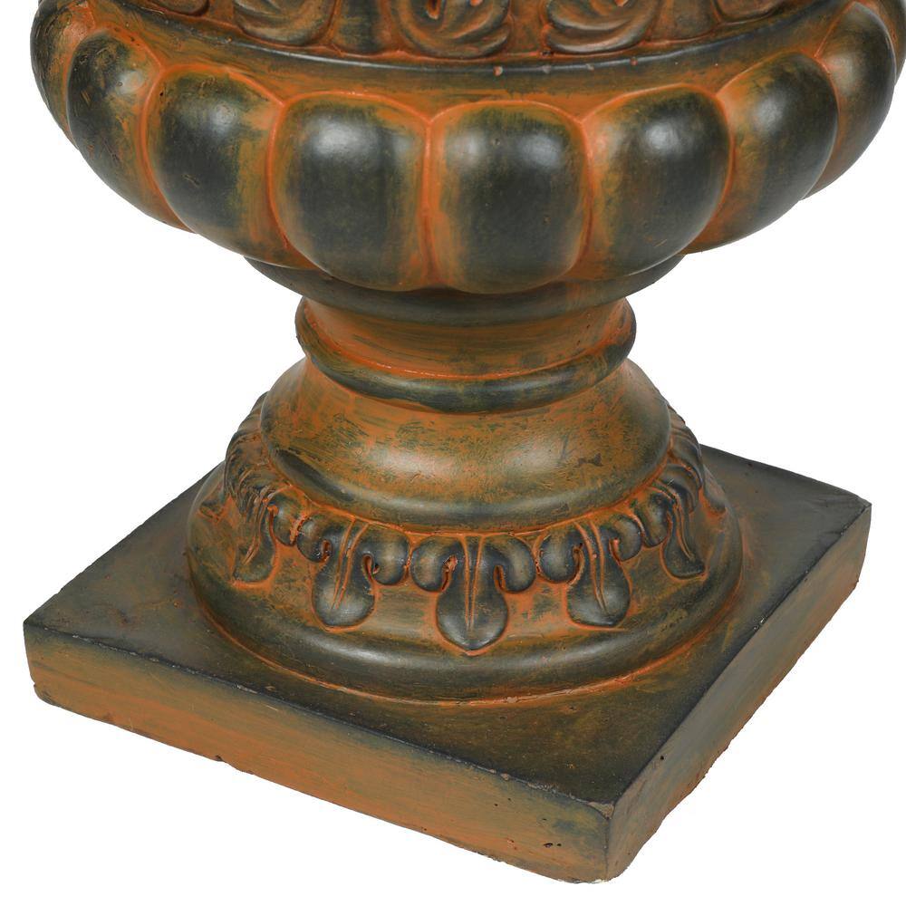 LuxenHome Weathered Burnt Orange Decorative MgO Urn Planter WH040