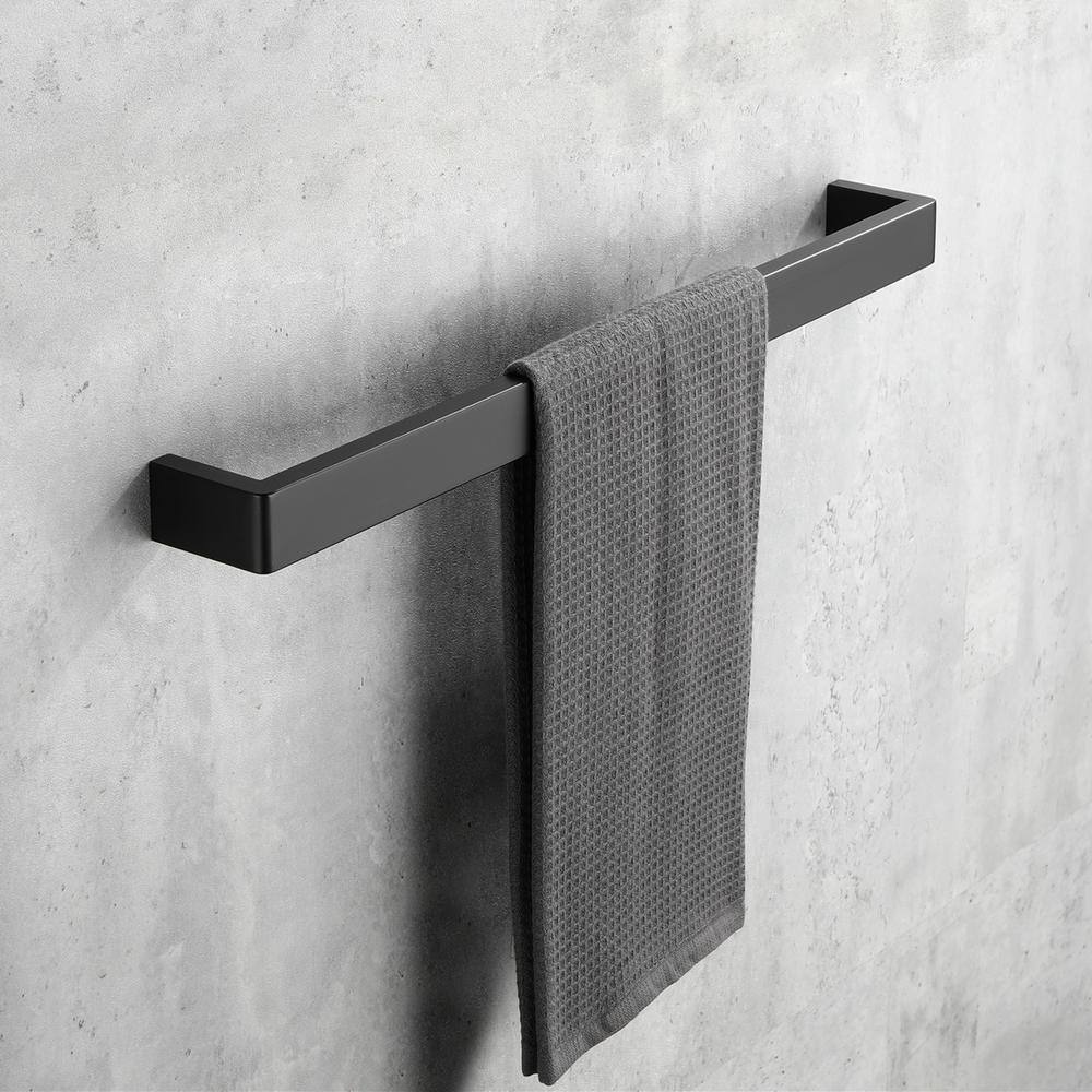 ruiling 24 in. Square Wall Mount Towel Bar in Stainless Steel Matte Black ATK-292