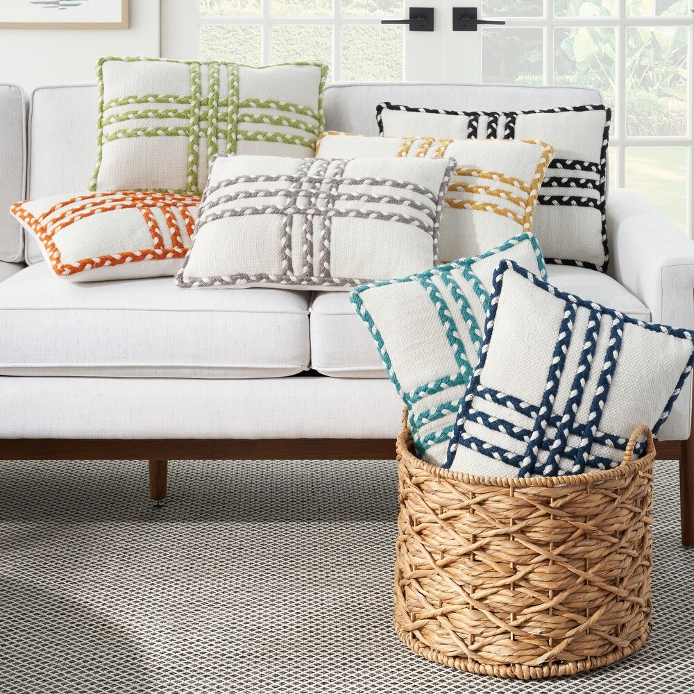 Mina Victory Outdoor Pillows Criss Cross Braids 14\