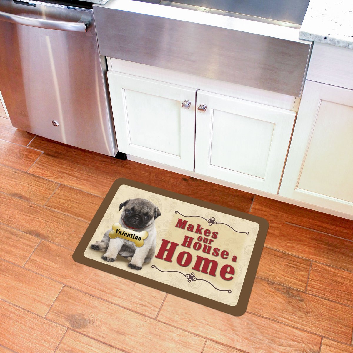 Bungalow Flooring Makes Our House A Home Pug Personalized Floor Mat