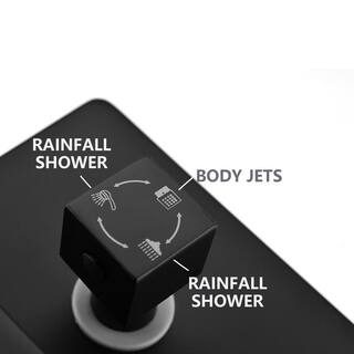 Satico Modern 4-Body Jet Shower Kit 3-Spray 10 in. Square Rain Shower Head with Hand Shower in Matt Black (Valve Included) BM01115B