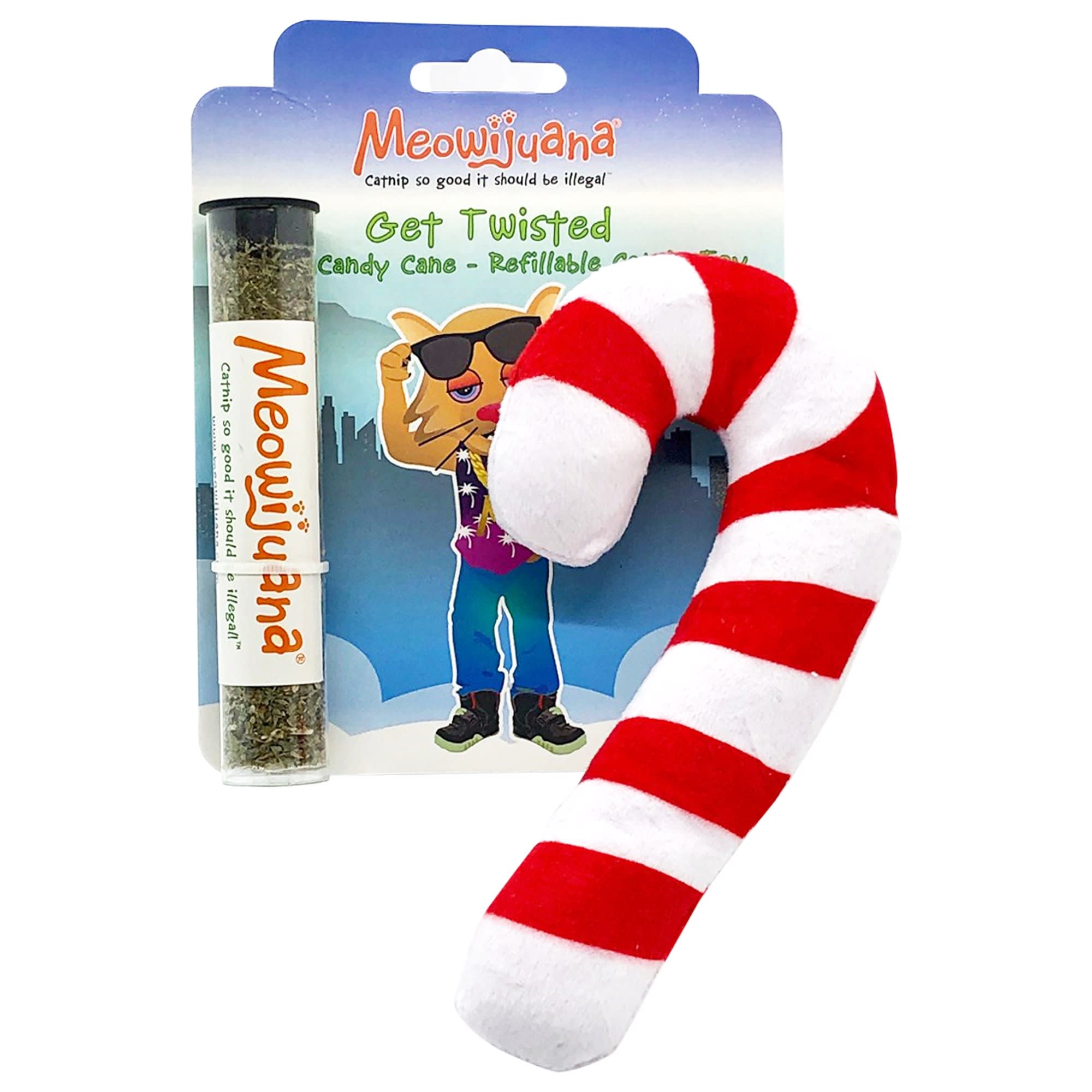 Meowijuana Refillable Get Twisted Candy Cane Cat Toy