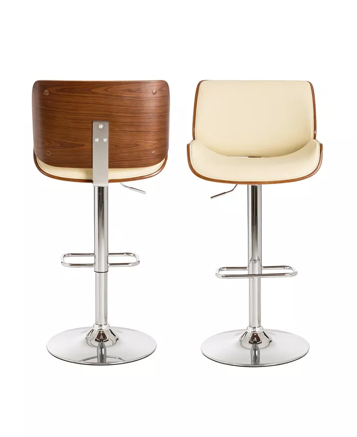 Glitzhome Set of 2 Mid-Century Modern Adjustable Height Swivel Bar Stool