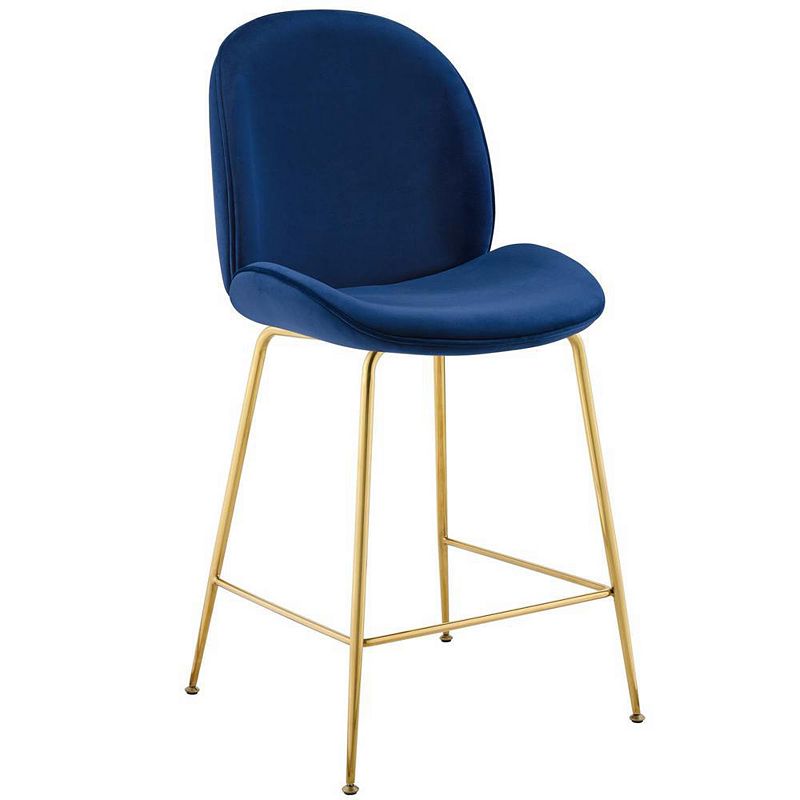 Modway Scoop Gold Stainless Steel Leg Performance Velvet Counter Stool