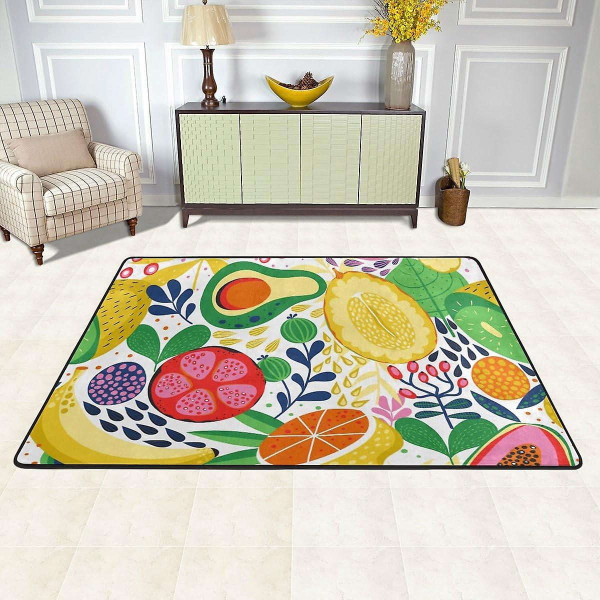 Colourlife Various Tropical Fruits On White Lightweight Carpet Mats Area Soft Rugs Floor Mat Doormat Decoration For Rooms Entrance 36 X 24 Inches