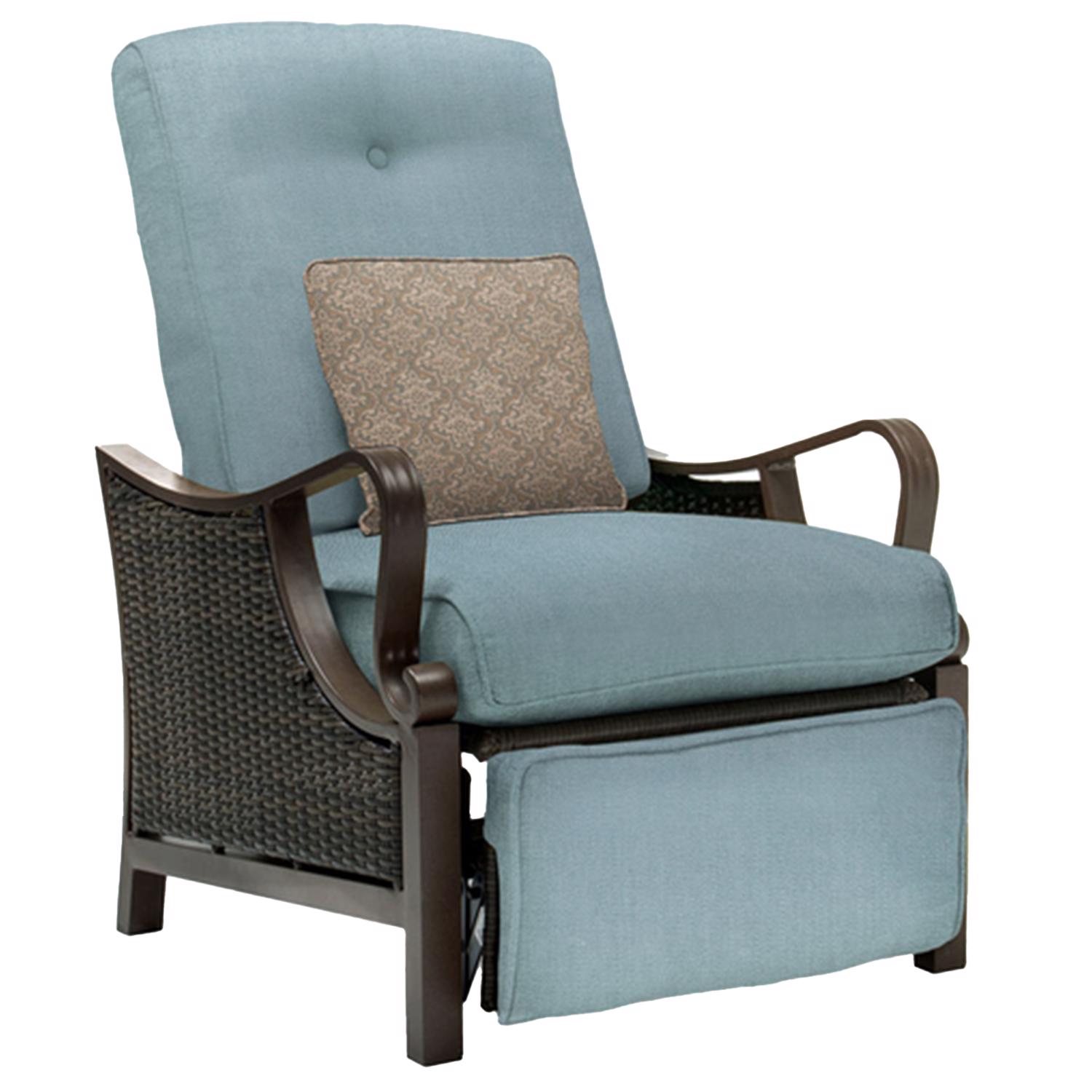 Hanover Ventura Brown Steel Frame Reclining Armchair Ocean Blue