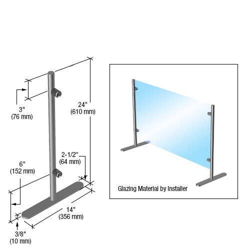 CRL PP24E Round Portable Partition End Post  24 (...