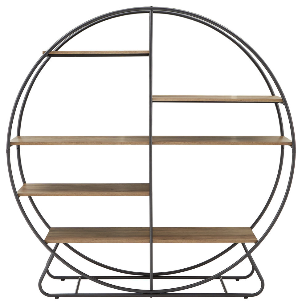 Alan Matte Black Finish Metal Round Bookcase   Industrial   Bookcases   by Inspire Q  Houzz