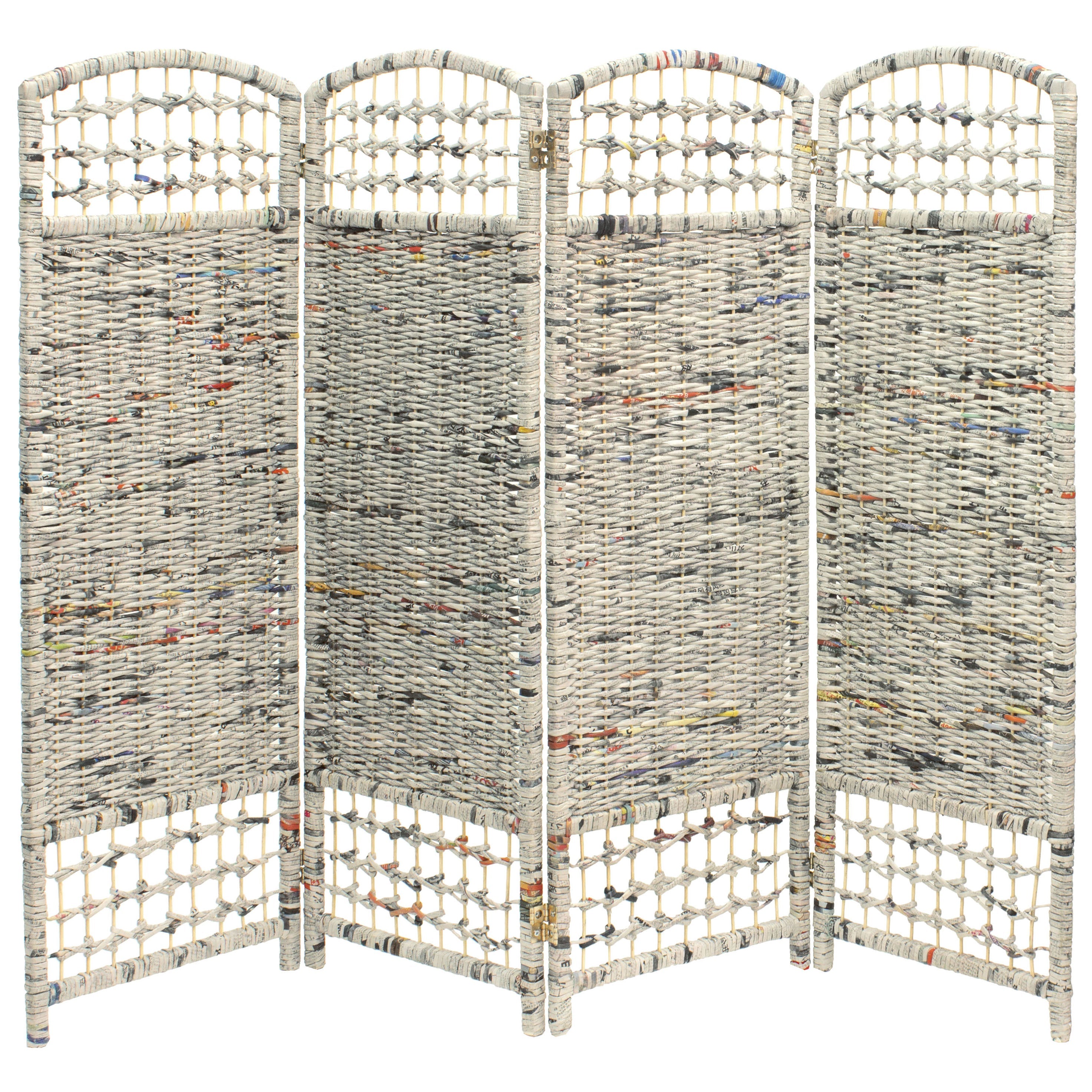 Oriental Furniture 4 ft. Tall Recycled Newspaper Room Divider - 4 Panel