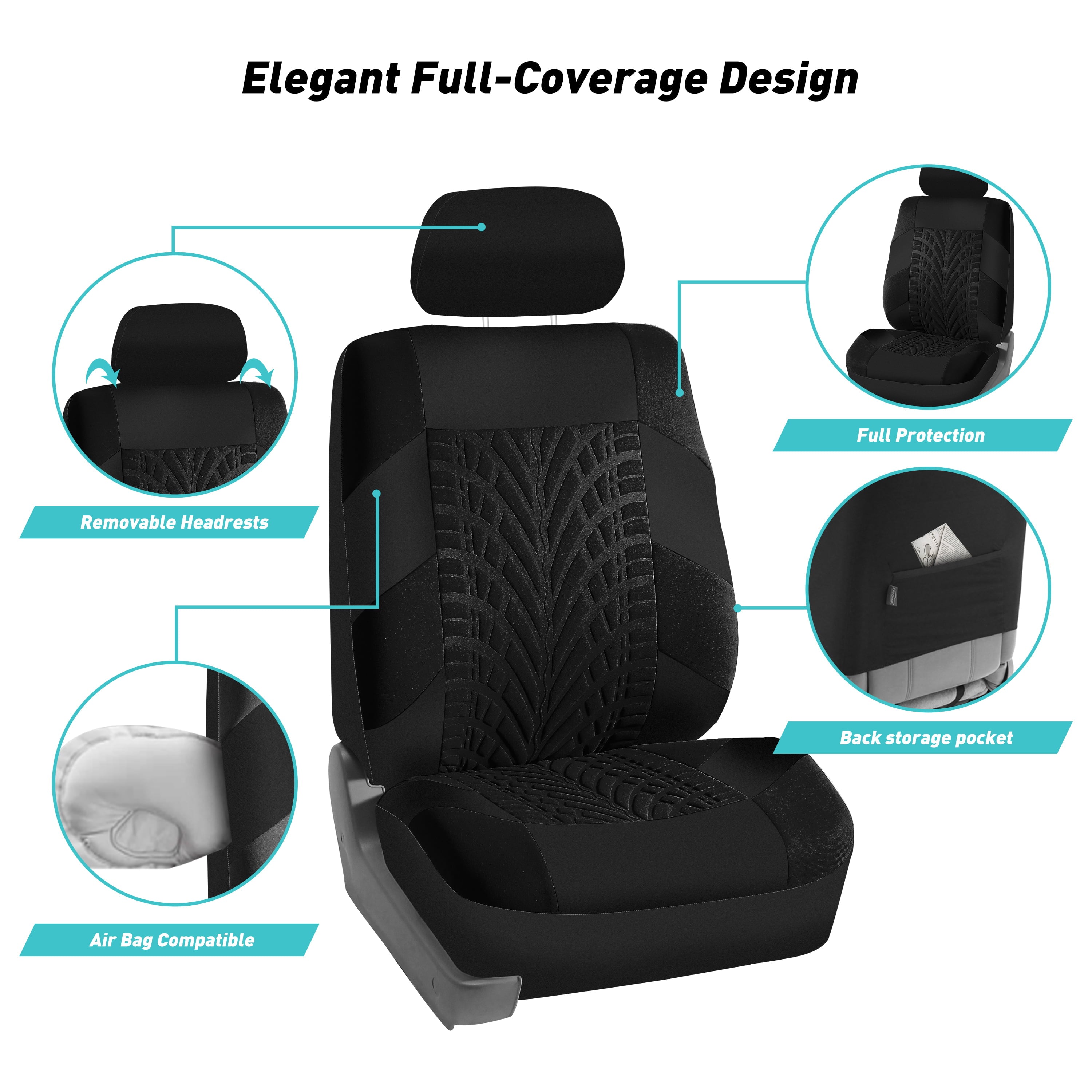 FH Group Travel Master Universal Seat Covers Fit For Car Truck SUV Van， Comfortable， Non-Slip Backing， Easy to Install  - Front Set