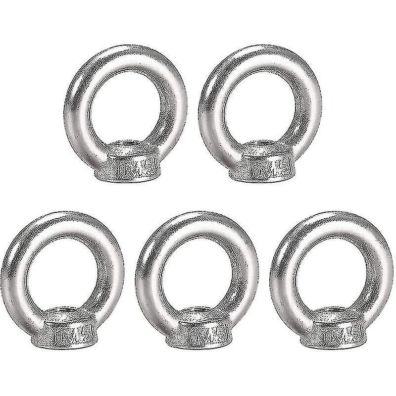 Lifting Eye Nut M5 Female Thread 304 Stainless Steel Round Shape For Rope Fitting Pack Of 5