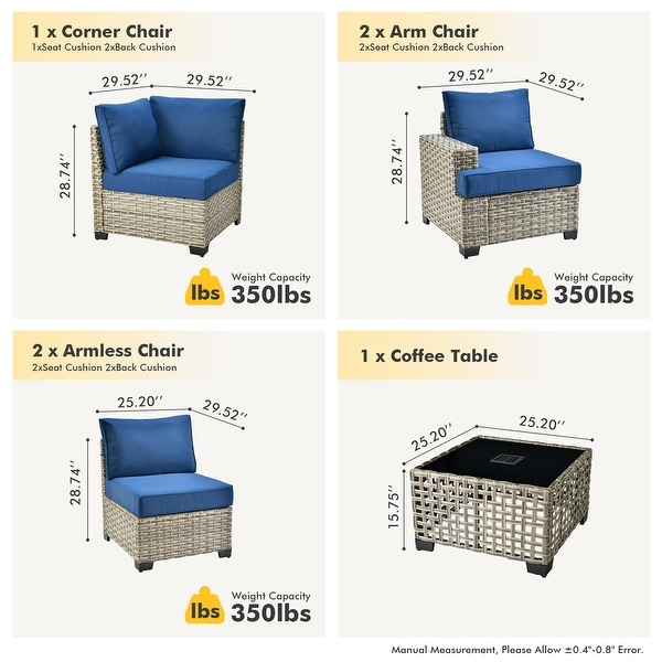 HOOOWOOO 6piece Patio Furniture Conversation Set with Coffee Table