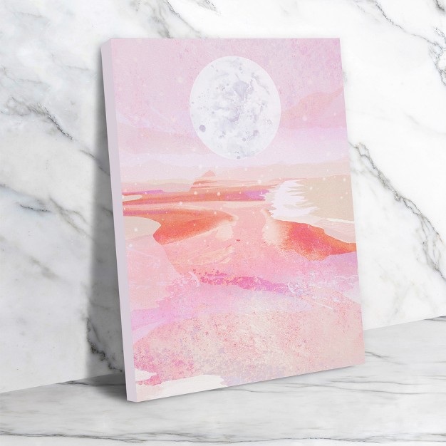 Americanflat Modern Neutral Pink Moonrise By Louise Robinson Canvas Wrapped Canvas