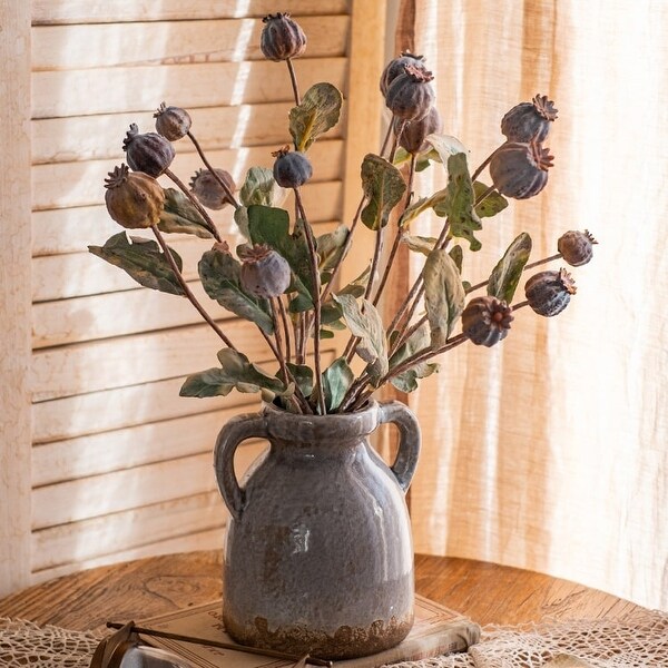 RusticReach Artificial Poppy Fruit Stem 23.6 Tall