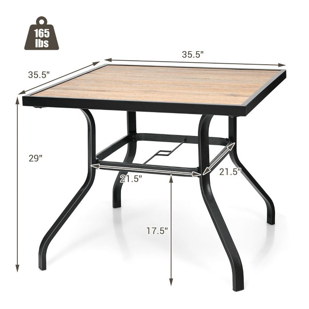 Costway Patio Square Dining Table Metal Bistro Table Garden Poolside Backyard