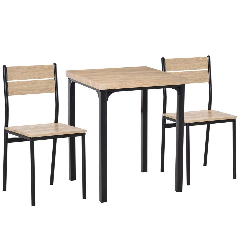 HOMCOM 3-Piece Wood Grain Kitchen Table Dining Set 835-090