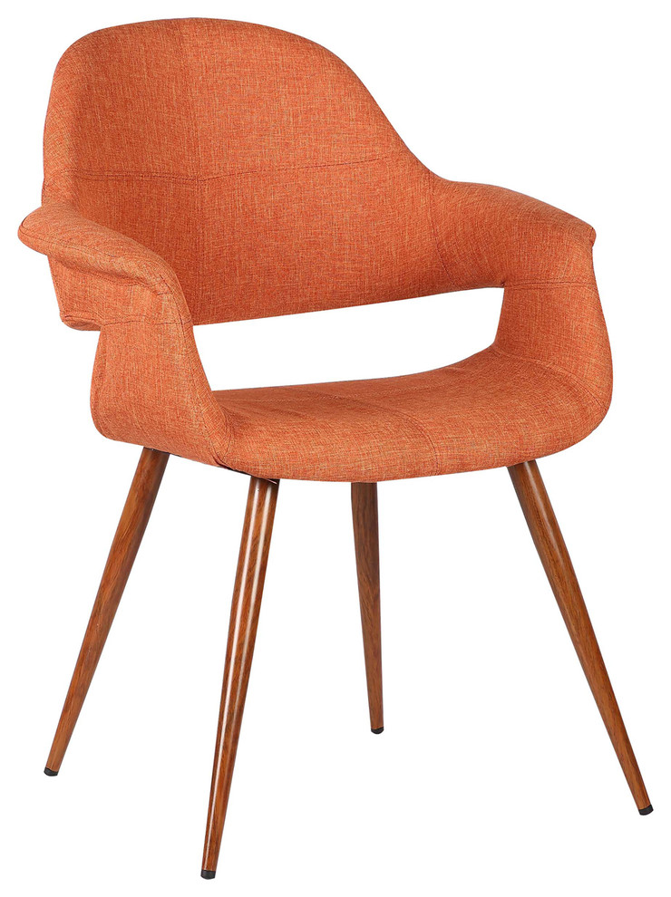 Phoebe Mid Century Dining Chair  Walnut  Orange   Midcentury   Dining Chairs   by Homesquare  Houzz