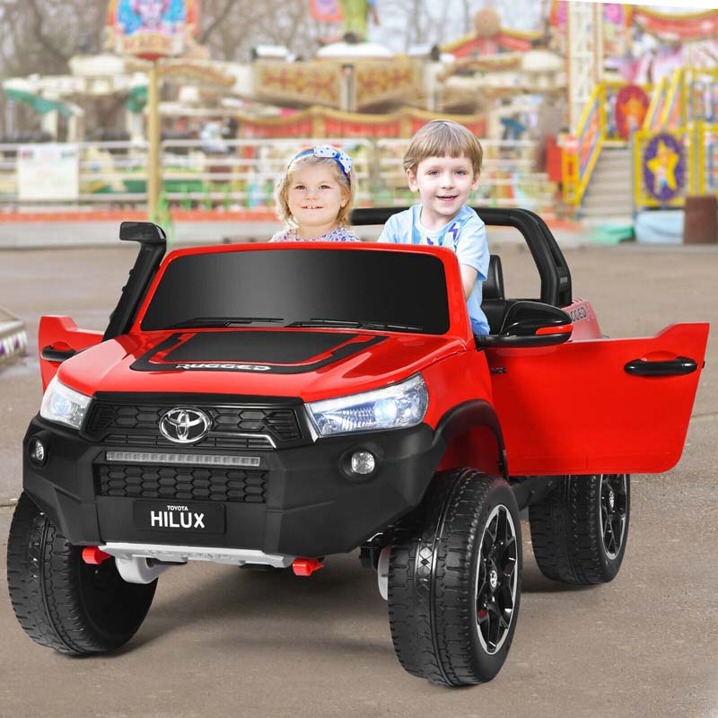 Licensed Toyota Hilux 2-Seater Kids Ride on Car 4WD 2x12V Battery Powered Riding Toy Truck with Remote