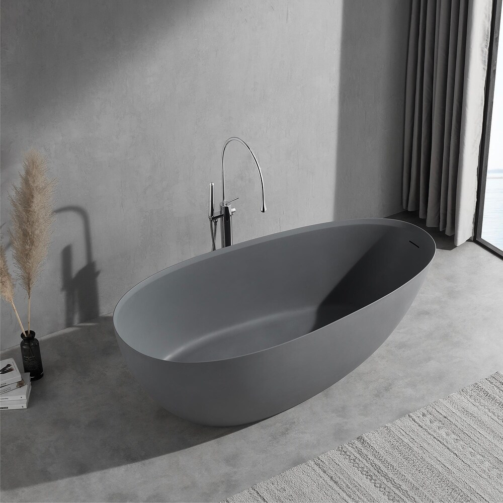 67 in. W Solid Surface Freestanding Flatbottom Soaking Bathtub