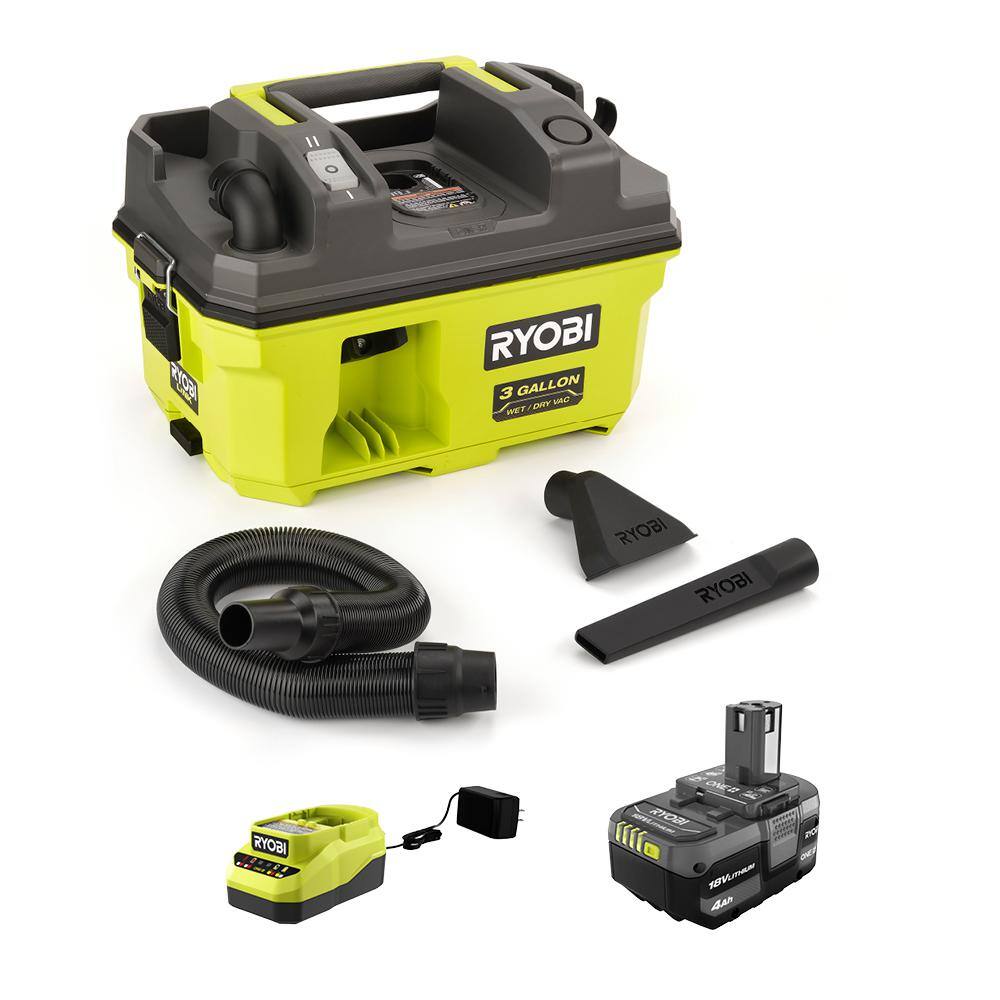 RYOBI ONE+ 18V LINK Cordless 3 Gal. WetDry Vacuum Kit with 4.0 Ah Battery and 18V Charger PCL734K