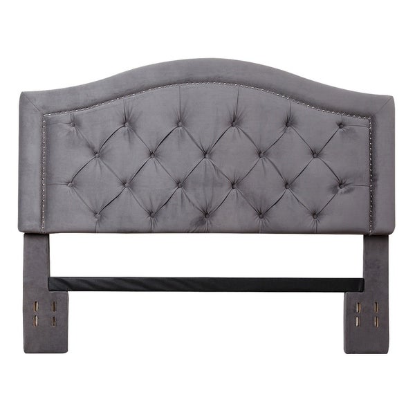 Abbyson Hillsdale Tufted Nailhead Trim Grey Velvet Headboard - - 9834041