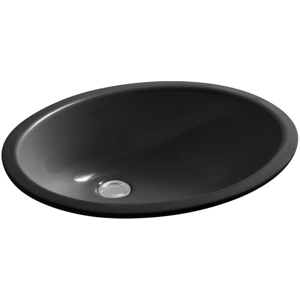 KOHLER Caxton Undercounter Vitreous China Bathroom Sink with Overflow Drain in Black with Overflow Drain K-2210-7