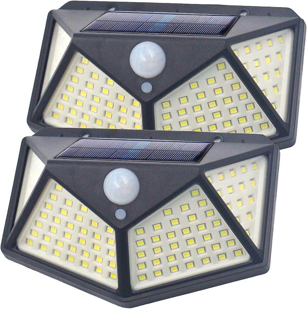 100-LED Motion Sensor Outdoor Lights Solar Outdoor Lights for Backyard Garden Fence Patio Front Door Garage (2 Pack Solar Outdoor Lights)