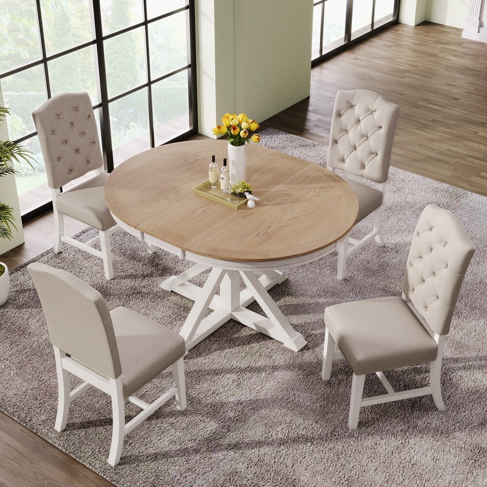 5 Pieces Dining Table Set Extendable 54\