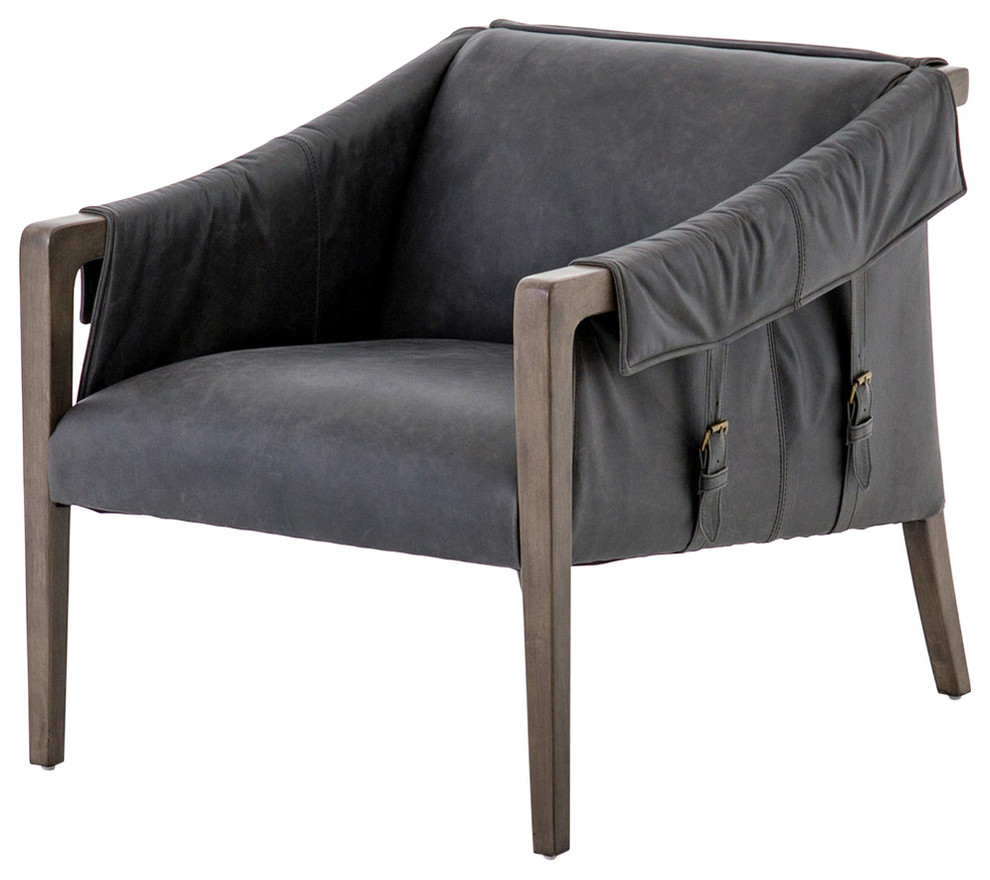 Four Hands Bauer Leather Armchair   Midcentury   Armchairs And Accent Chairs   by Four Hands  Houzz