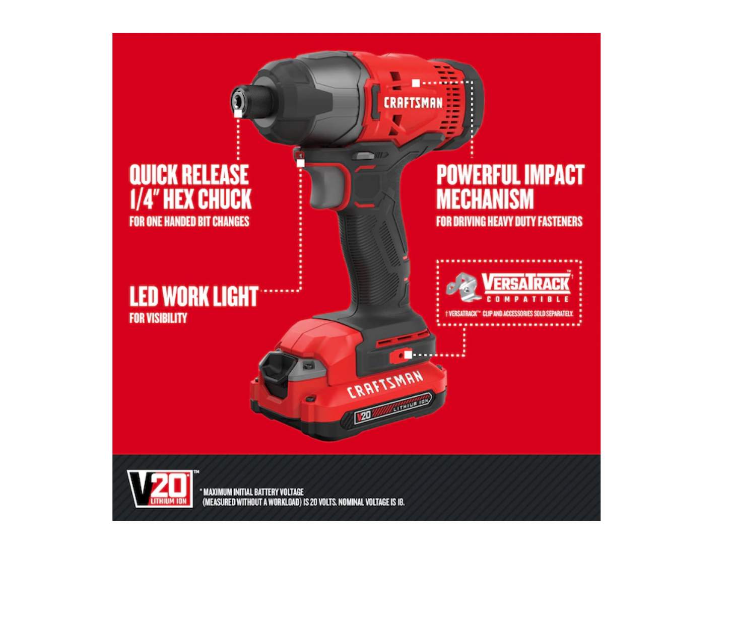 CRAFTSMAN CMCK200C2 V20 2-Tool 20-Volt Max Power Tool Combo Kit with Soft Case (2-Batteries Included and Charger Included)