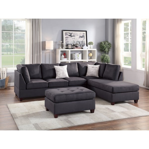 3 Piece Microfiber Sectional Sofa Set