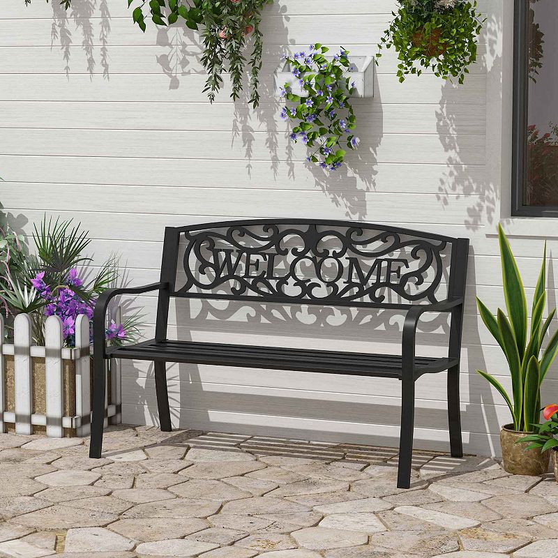 Adorable 2-Person Welcome Outside Bench w/ Waterproof Strong Waterproof Design