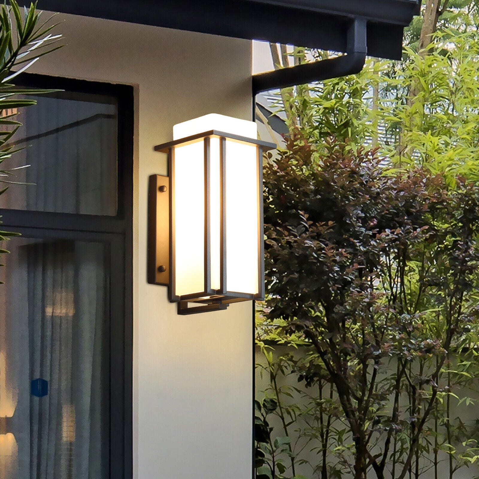 Modern LED Wall Light Waterproof Exterior Outdoor Porch Sconce Lamp Fixture Single Opening Design Glass Lampshade Antirust Treatment