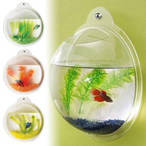 Modern Home Fish Bubble Aquarium - Deluxe Acrylic Wall Mounted Fish Tank w/Bonuses