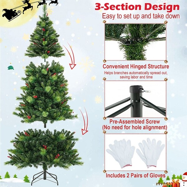 7ft PreLit Artificial Christmas Tree 9 Lighting Modes W/ Timer