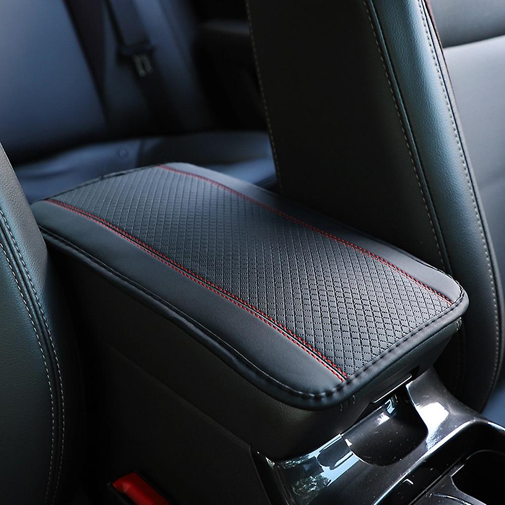 Car Armrest Box Pad Fashion Leather Central Console Armrest Pad Non-slip Protection Mat Car Universal Accessories Black Red