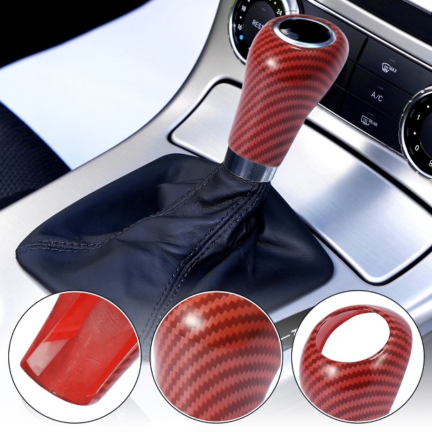 Unique Bargains Car Gear Shift Knob Cover Sticker Carbon Fiber Pattern For Mercedes benz Red 1pc